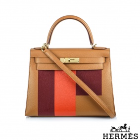 Herms 'Letter' Kelly II Sellier 28cm Gold Veau Epsom/ Rogue H Clemence/ Capucine Mysore Chevre GHW